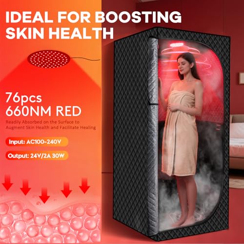 Upgraded Low EMF Infrared Sauna Box – Ideal for Relaxation & Detoxification | Includes Folding Chair | Multi-Layer Full-Body Sauna Tent for Home, Spa, Indoor, Outdoor & Gym Use (Infrared Version)