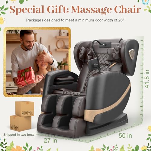 Massage Chair Full Body Zero Gravity Recliner, New Version 2026 14 Shiatsu Rollers, 10 Airbags, 5 Auto Modes, Heated, Foot Massage, Bluetooth Speaker, Touchscreen for Back & Neck Pain, Spa