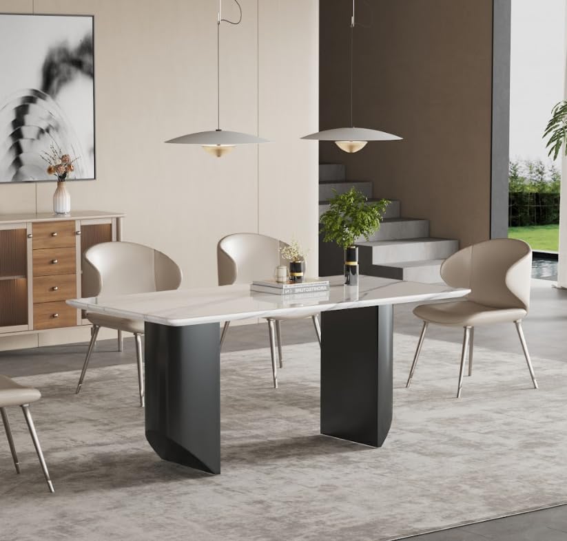 Light Luxury White Marble Dining Table - Easy-to-Clean Restaurant Furniture (Single Table/Combination Style)
