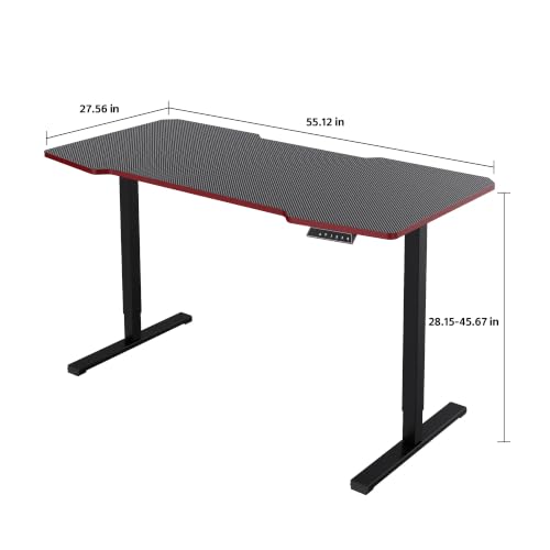 Electric Standing Desk 55 x 28 Inch, Adjustable Height Sit Stand Desk for Home Office, Computer Workstation with Spacious Desktop and Steel Frame