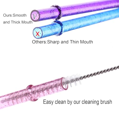 11 Inch Reusable Tritan Plastic Straws,Replacement Glitter Sparkle Drinking Straws for 24 oz-40 oz Mason Jars/Tumblers,Set of 12