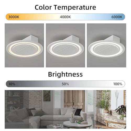 22" Ceiling Fans with Lights, Low Profile Flush Mount Smart Bladeless Modern Ceiling Fan with Remote Control and 3000K-6500K Dimmable for Bedroom, Kids Room and Living Room