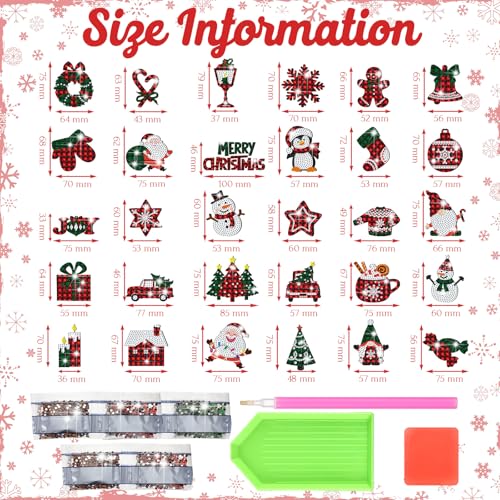 30 Pcs Christmas Diamond Art Magnet Kits