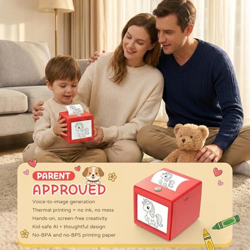 AI Voice Sticker Maker for Kids, Mini Inkless Thermal Printer, Portable Sticker Printer Machine Box for DIY Crafts, Journaling &amp; Doodles, Birthday Toy Gift for Boys and Girls Ages 3+
