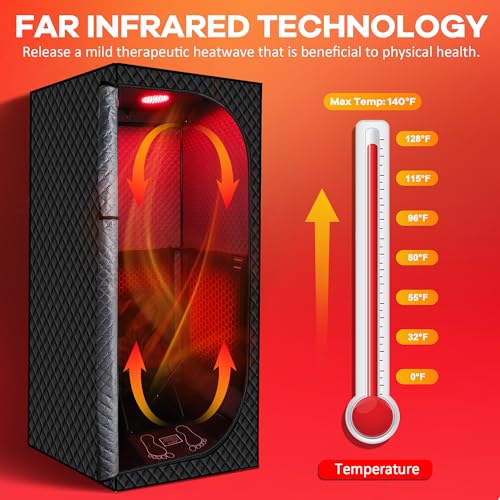 Upgraded Low EMF Infrared Sauna Box – Ideal for Relaxation & Detoxification | Includes Folding Chair | Multi-Layer Full-Body Sauna Tent for Home, Spa, Indoor, Outdoor & Gym Use (Infrared Version)