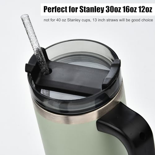 12-Pack Reusable Plastic Glitter Straws, 11" Long Colorful Hard Plastic Tumbler Straws for 16 OZ 20 OZ 30 OZ Stanley, YETI, Mason Jar, Starbucks with Cleaning Brush
