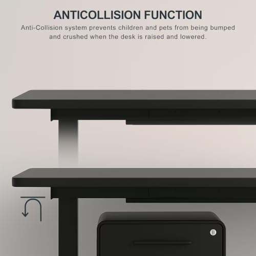 Electric Standing Desk 55 x 28 Inch, Adjustable Height Sit Stand Desk for Home Office, Computer Workstation with Spacious Desktop and Steel Frame
