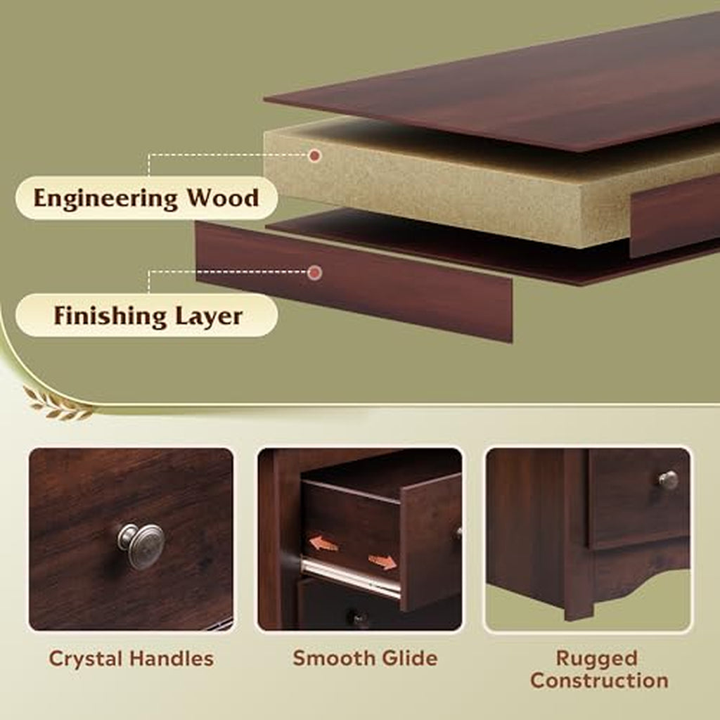 Brown 6-Drawer TV Stand, 59" Wide TV Console Fits Up to 55" TV