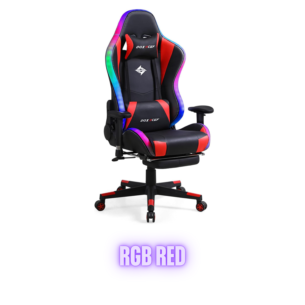 Gaming Chair with Massage and Footrest ( RGB RED, RGB BLACK, WHITE CAMO, BLUE CAMO )