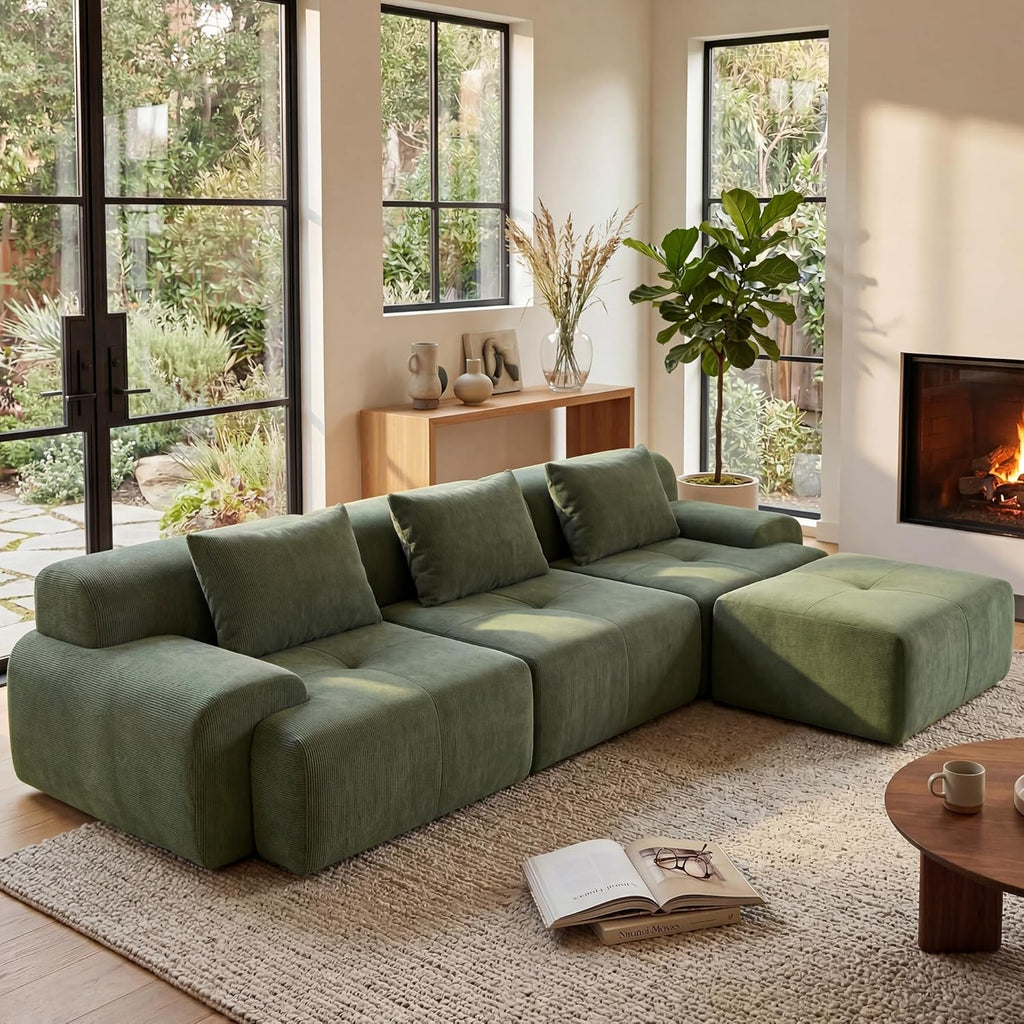 108'' Modular Sectional Boneless Sofa (green)