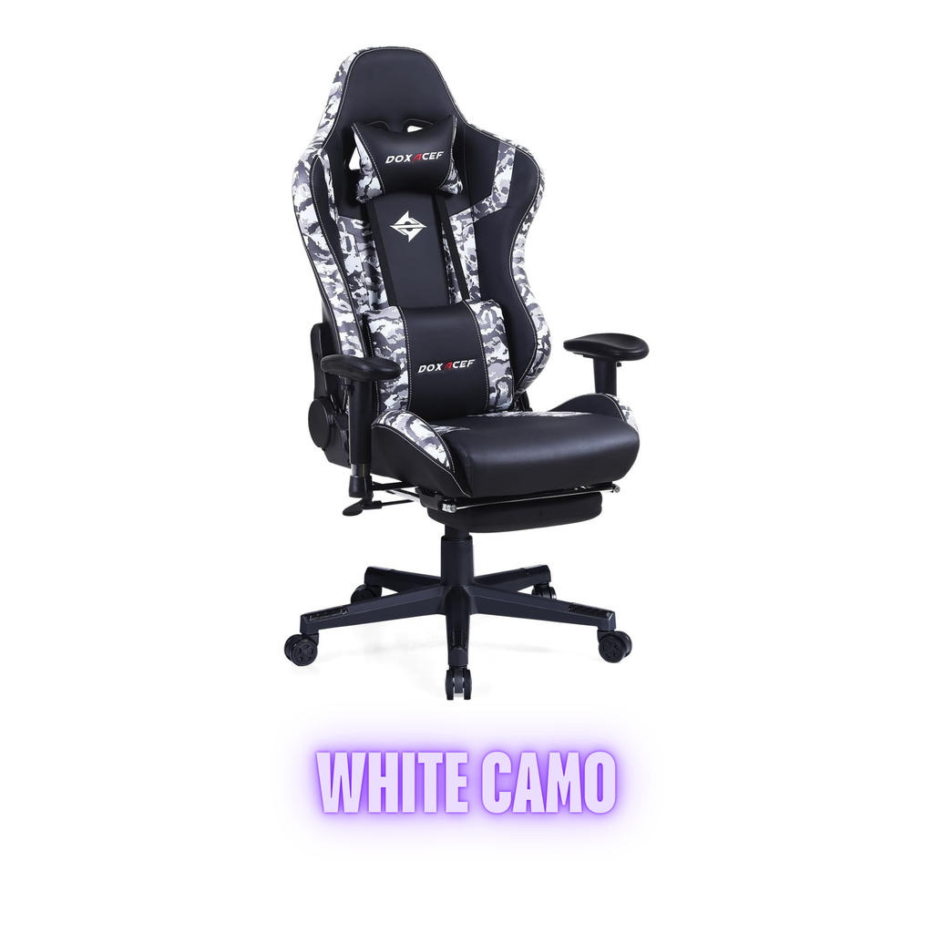 Gaming Chair with Massage and Footrest ( RGB RED, RGB BLACK, WHITE CAMO, BLUE CAMO )