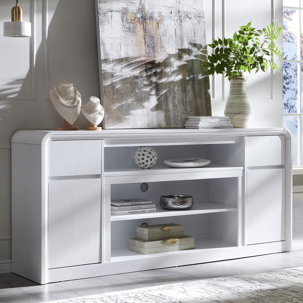 Modern TV Stand for 80 Inch TVs, 32"Tall Entertainment Center w/Storage Cabinet& drawers