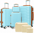Luggage Set 7 Piece, Expandable Hardshell Suitcase Set 28/24/20/14Inch Carry On Luggage with TSA Lock, Spinner Wheels, ABS Lightweight Travel Luggage Sets (Space Blue)