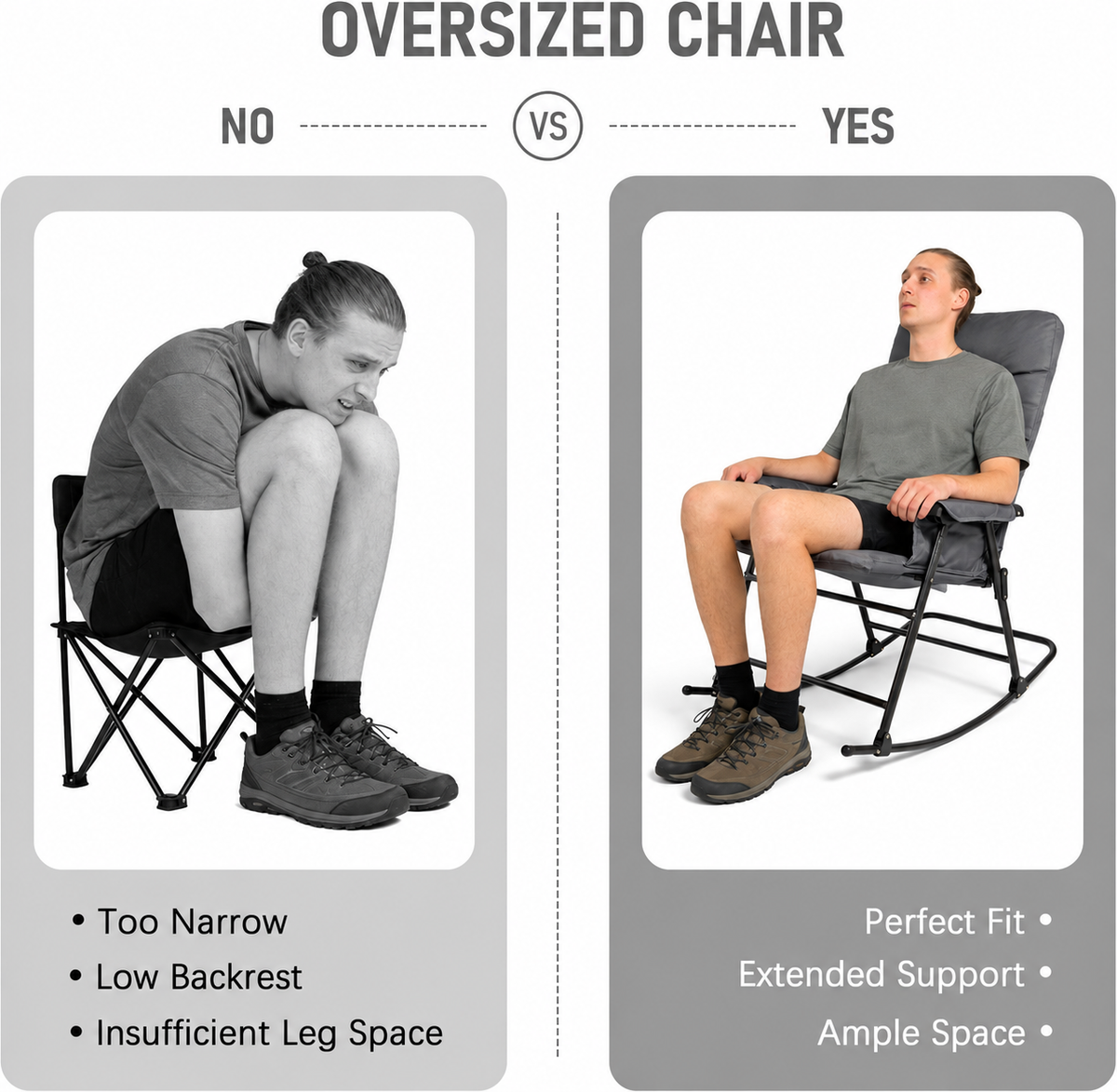 Rocking Camping Chair - Supports 400 LBS Heavy Folding Lawn Chair