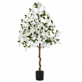 4ft Artificial White Dogwood Tree with Nursery Pot - Faux Dogwood Flowers Blossom for Indoor, Outdoor, Home Decor - Silk Potted Tree for Front Porch, Garden, Wedding Party