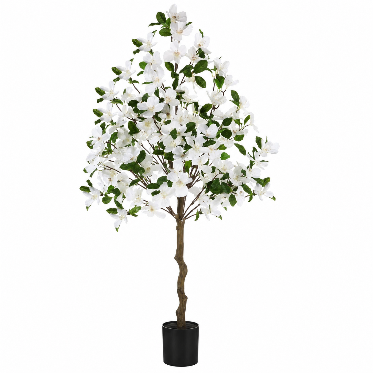 4ft Artificial White Dogwood Tree with Nursery Pot - Faux Dogwood Flowers Blossom for Indoor, Outdoor, Home Decor - Silk Potted Tree for Front Porch, Garden, Wedding Party