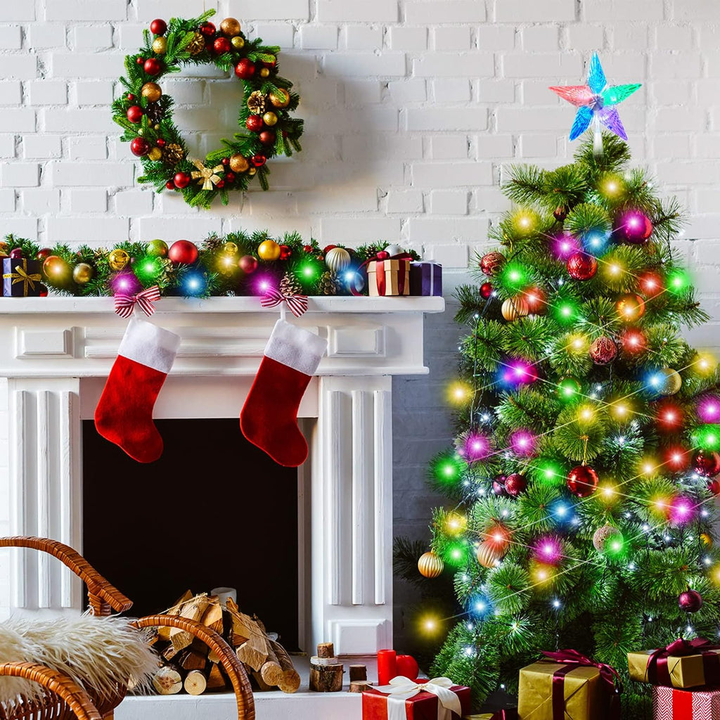 Christmas Star Tree Topper Lights and 200 LED 66ft Christmas String Lights