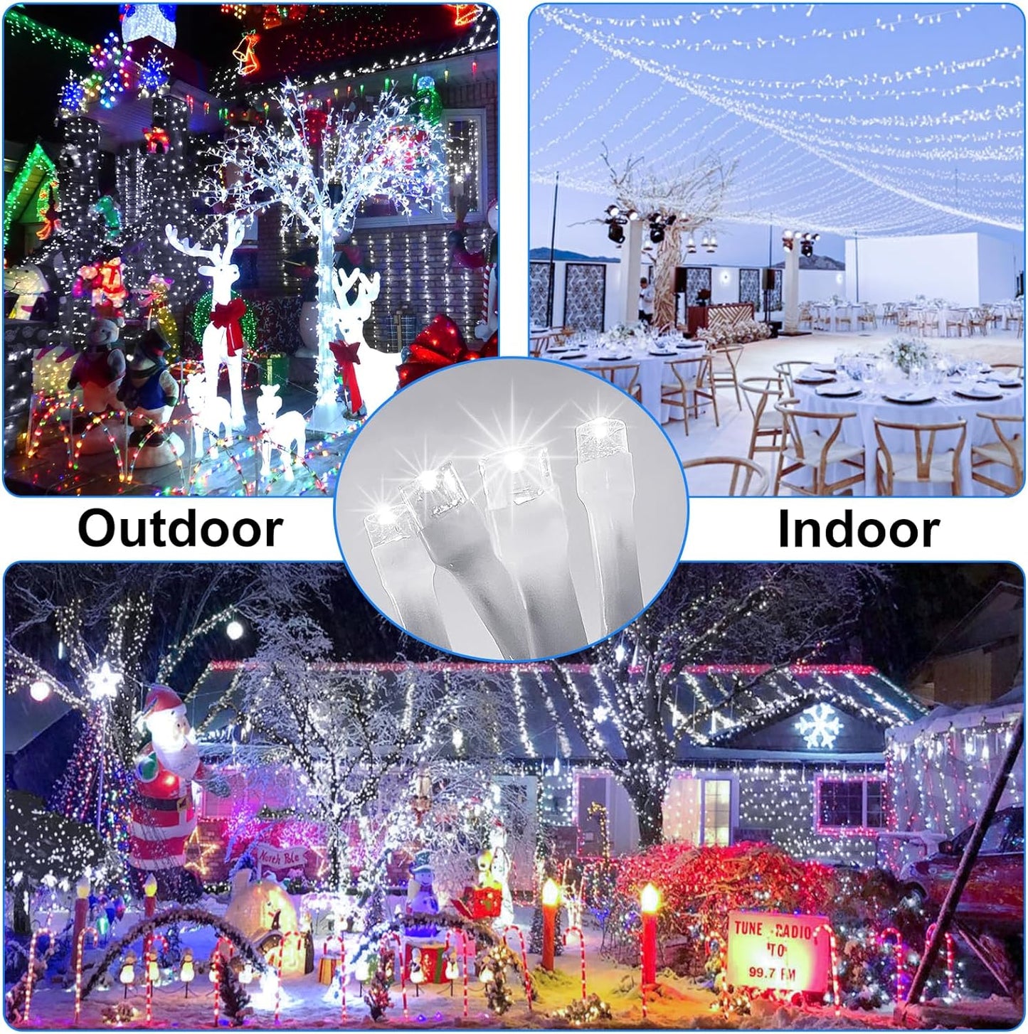 403ft 1000 LED String Lights Outdoor Christmas Lights 8 Modes & Timer Fairy Light Plug in Waterproof LED String Lights for Xmas Yard Tree Wedding (Cool White)