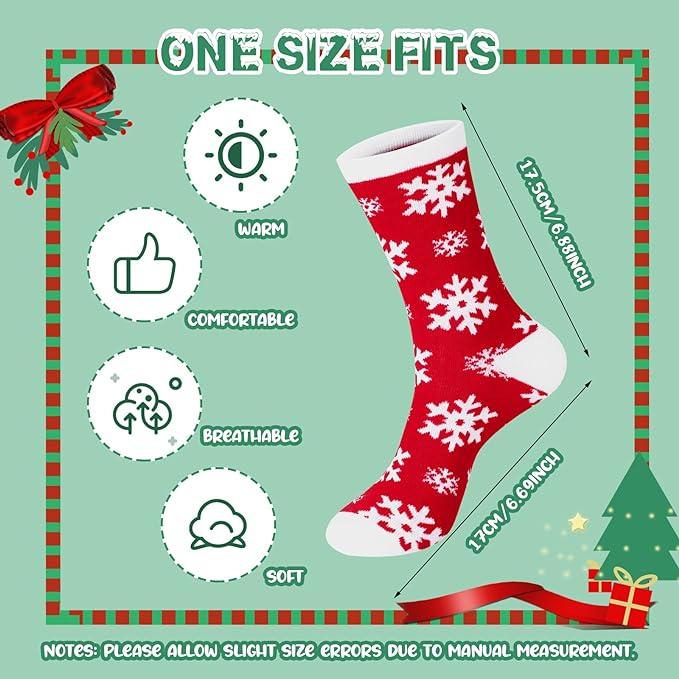 18 Pairs Christmas Socks Bulk Christmas Socks Gifts for Men and Women Family Funny Christmas Gifts Casual Crew Socks