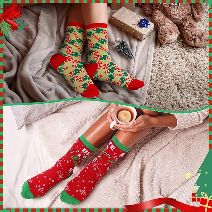 18 Pairs Christmas Socks Bulk Christmas Socks Gifts for Men and Women Family Funny Christmas Gifts Casual Crew Socks