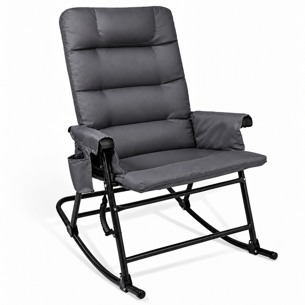 Rocking Camping Chair - Supports 400 LBS Heavy Folding Lawn Chair