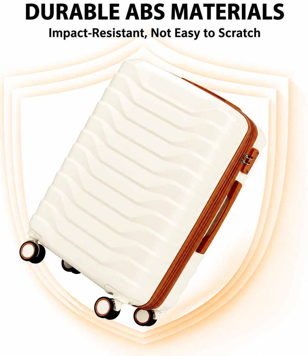 Luggage Set 7 Piece, Expandable Hardshell Suitcase Set 28/24/20/14 Inch Carry On Luggage with TSA Lock, Spinner Wheels, ABS Lightweight Travel Luggage Sets (White)