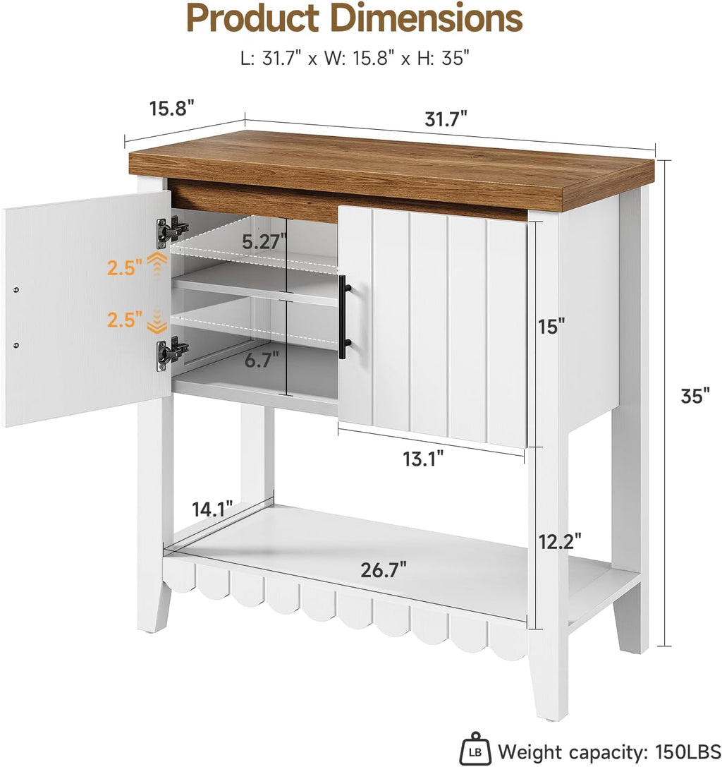 31.7" Entryway Table Console Table with Storage, Coffee Bar Cabinet with 2 Doors