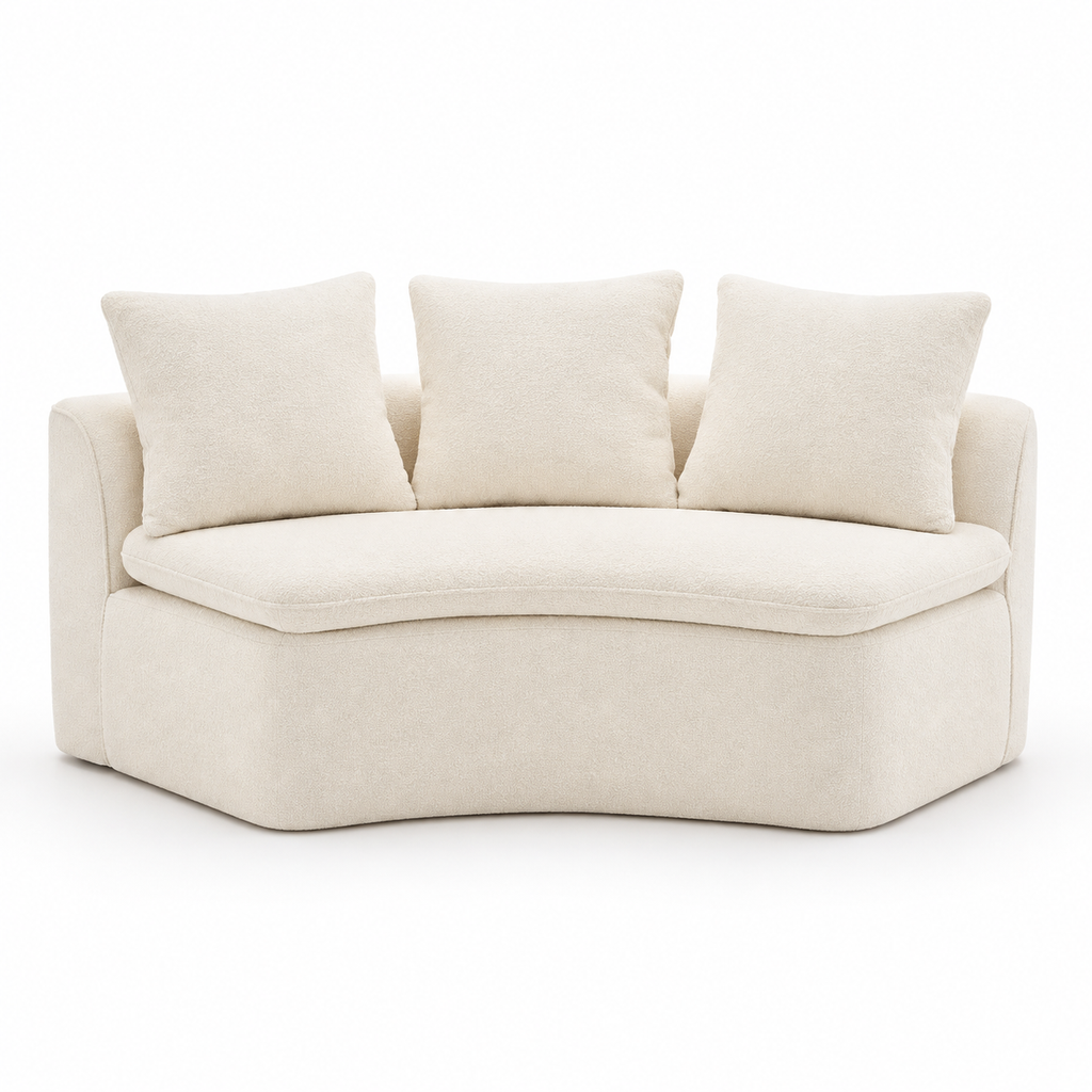 Luxury 133.86" Modular U-Shaped Sectional Sofa with Ottoman – Milk White Chenille Upholstery, Deep Cushions & Flexible Seating Design