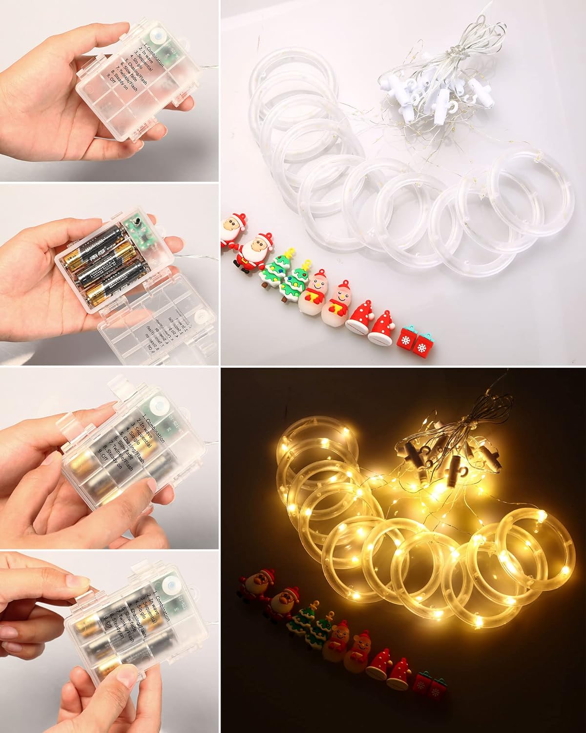 Christmas Window Lights Indoor Decorations, 120 Led Lights 9.8 ft Round Santa Fairy String Lights