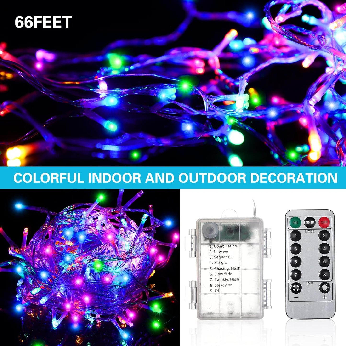 Christmas Star Tree Topper Lights and 200 LED 66ft Christmas String Lights