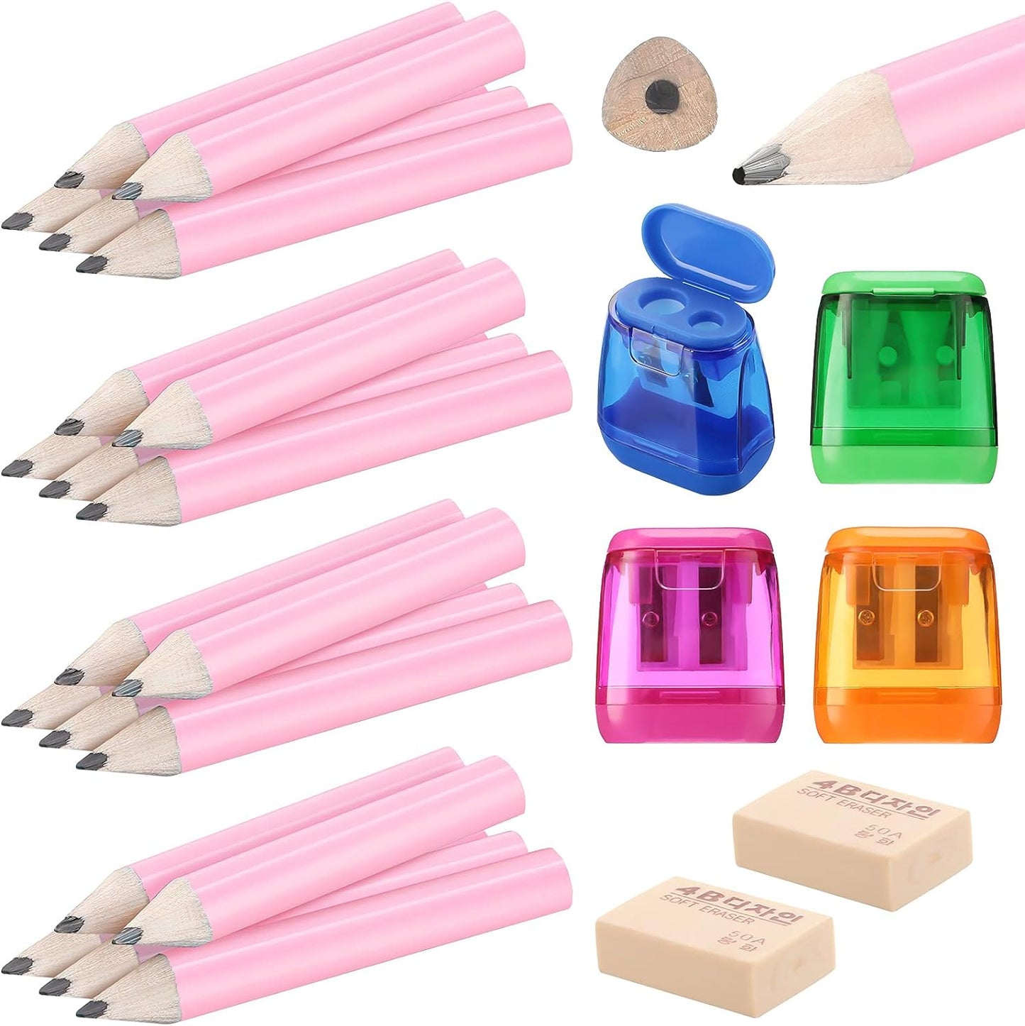 20 Pieces 3.5 Inch Short Triangular Fat Pencils Triangular Wood Pencils for Preschooler Toddler Kindergarten