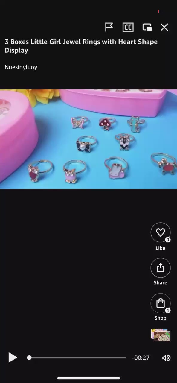 24pcs Little Girl Jewel Rings in Box Adjustable No Duplication Children Girls Kids Pretend Play