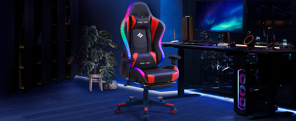 Gaming Chair with Massage and Footrest ( RGB RED, RGB BLACK, WHITE CAMO, BLUE CAMO )