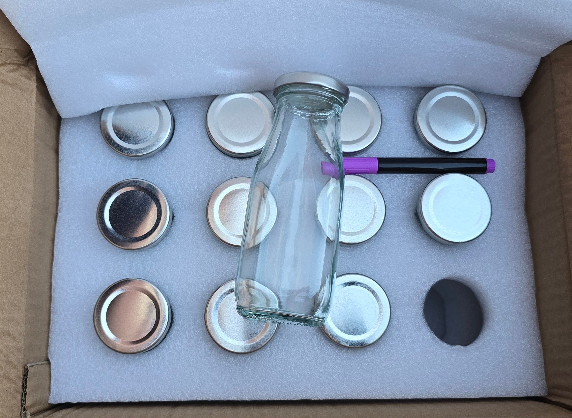 24pk SB Bottles w/ Silver Metal Lids