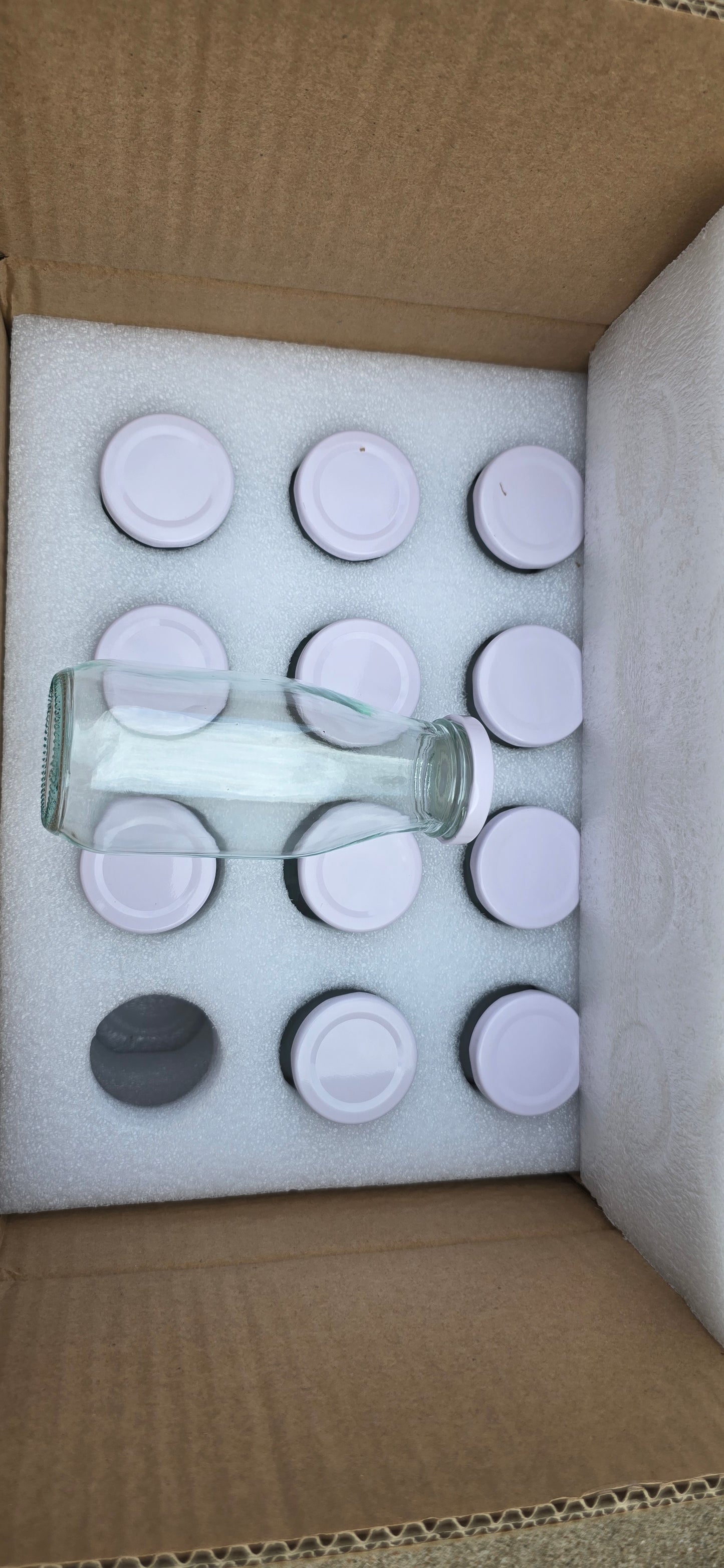 12pk SB Bottle w/ White Metal Lids