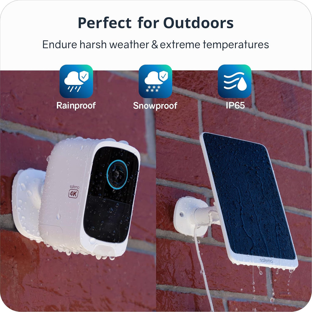 4K Solar Powered Security Cameras Wireless System Outdoor/Indoor