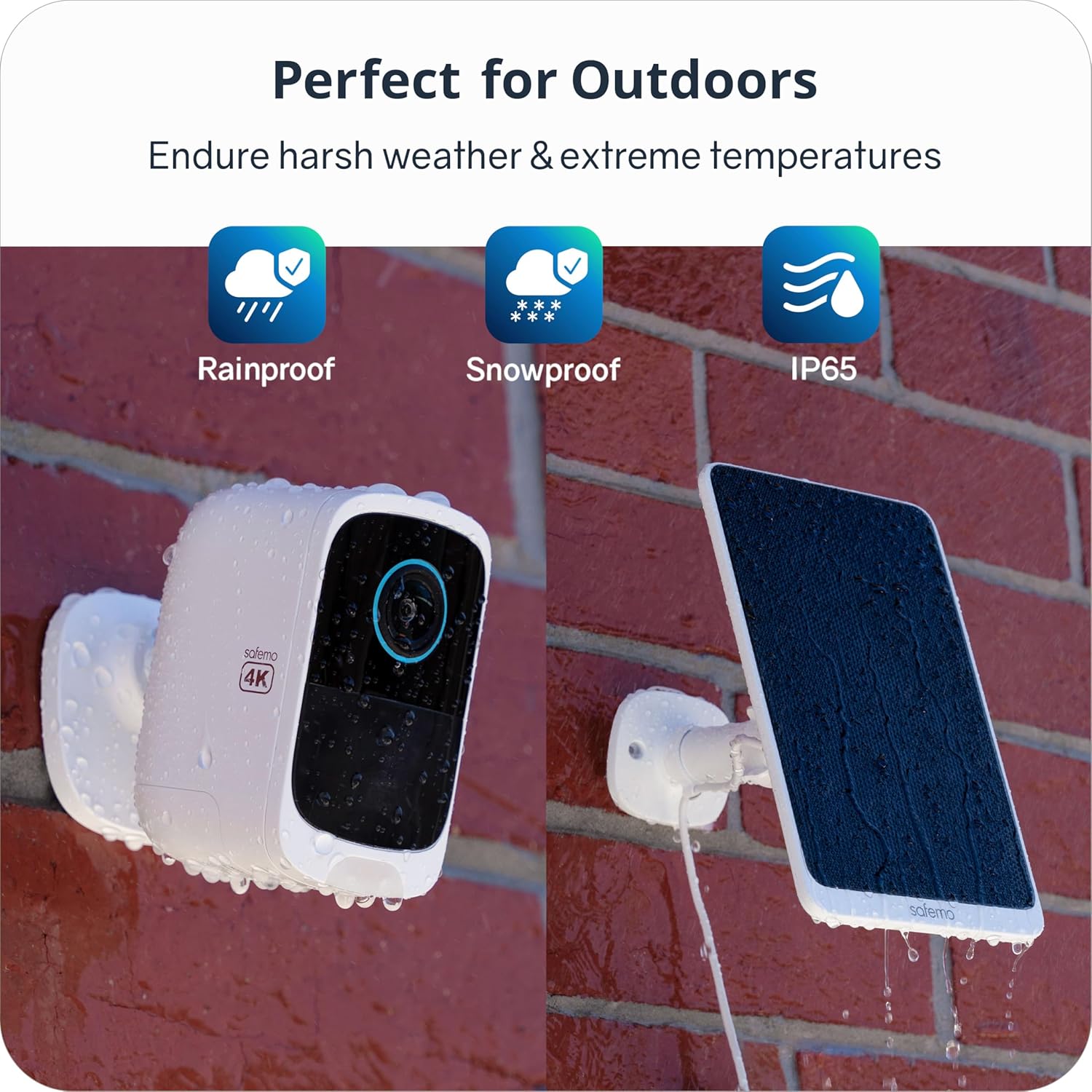 4K Solar Powered Security Cameras Wireless System Outdoor/Indoor