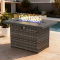 Propane Fire Pit Table, 44 Outdoor Gas Fire Pit with Glass Wind Guard & Waterproof Cover