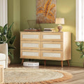 6 Drawer Ratten Dresser ( Light Oak, White )