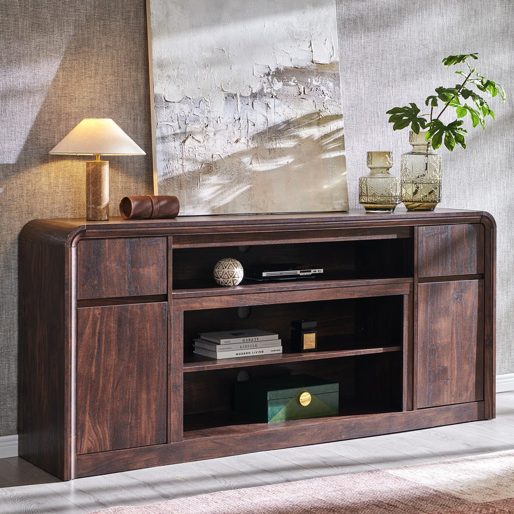Modern TV Stand for 80 Inch TVs, 32"Tall Entertainment Center w/Storage Cabinet& drawers