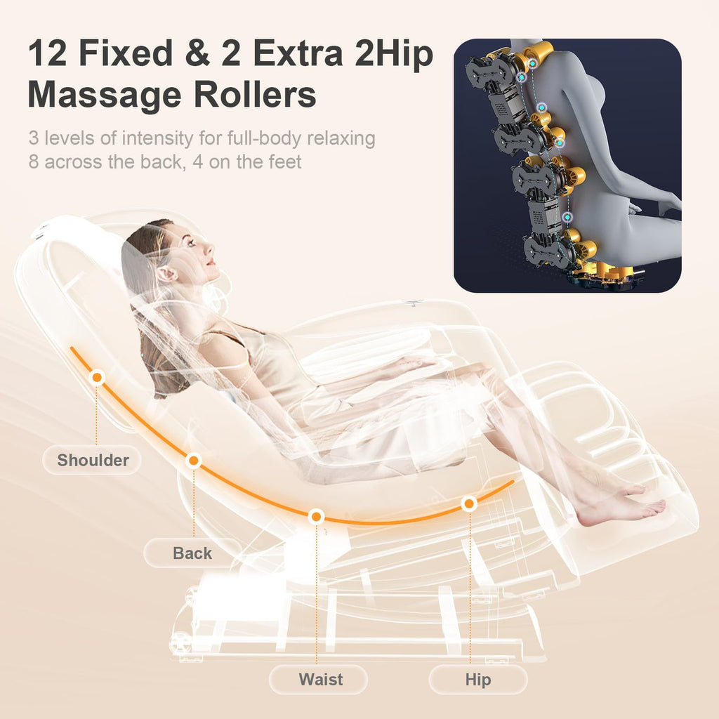 Massage Chair Full Body Zero Gravity Recliner, New Version 2026 14 Shiatsu Rollers, 10 Airbags, 5 Auto Modes, Heated, Foot Massage, Bluetooth Speaker, Touchscreen for Back & Neck Pain, Spa