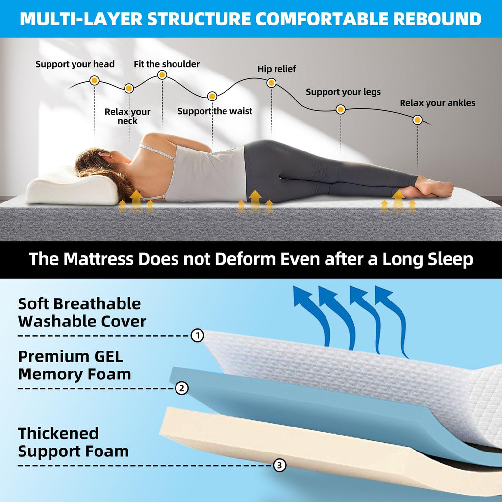 Folding Bed with 5" Memory Foam Mattress, 75" x 31", Portable Rollaway Guest Bed with Lockable Wheels