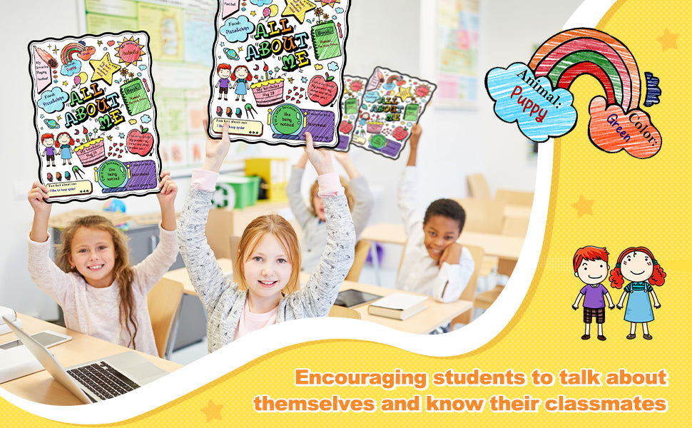 All About Me Student Coloring Posters Fill in Posters (25 Sheets)