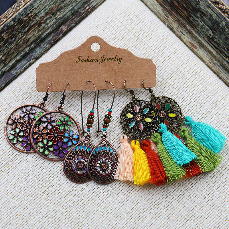 CE03 Boho Flower Earrings Set