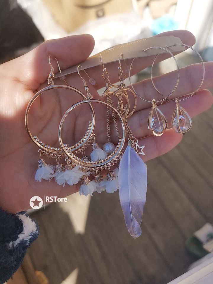 YME03 Lightweight Feather Earrings 3pairs Set