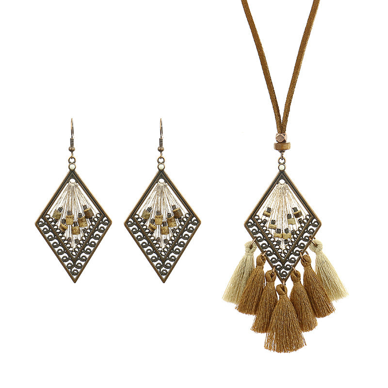 Diamond Shaped Necklace and Earrings Set EN02