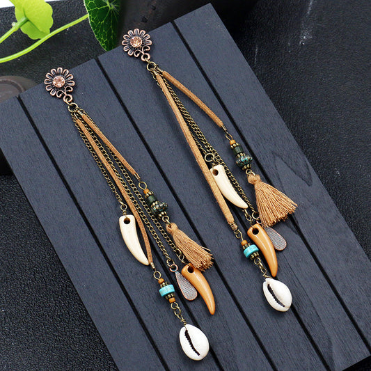 LLE02 Long Dangle Tribal Style Earrings