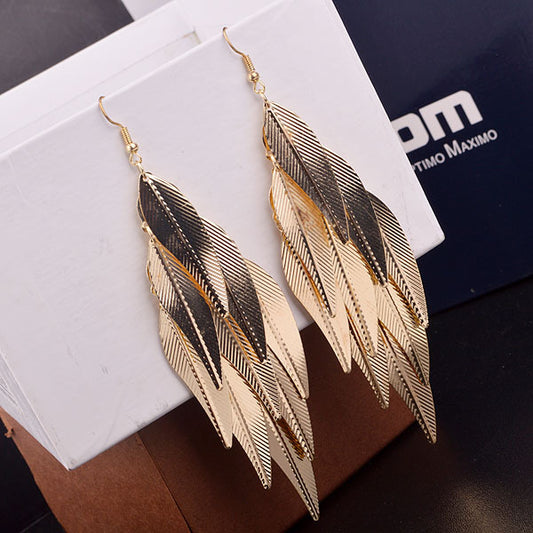 GDL02 SDL02 Lightweight Alloy Feather Earrings