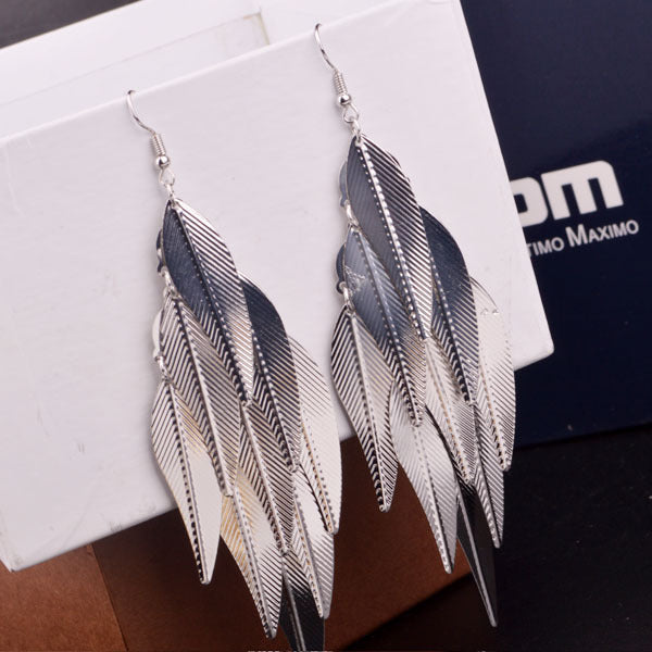 GDL02 SDL02 Lightweight Alloy Feather Earrings