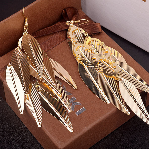 GDL02 SDL02 Lightweight Alloy Feather Earrings